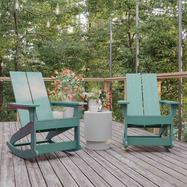 Flash Furniture Sea Foam Modern Poly Resin Adirondack Rockers, 2PK JJ-C14709-SFM-2-GG - main
